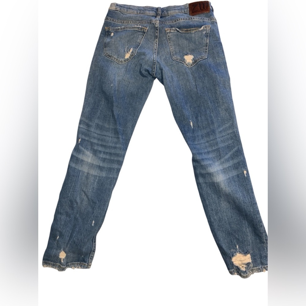 Zara premium denim collection size 2 distressed and ripped stretchy skinny jeans - Picture 2 of 6